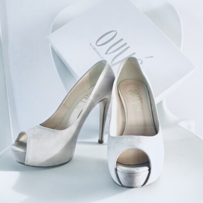 OVYÈ SCHUHE PLATEAU ABSATZ EIS 37 WILDLEDER ECHT LEDER