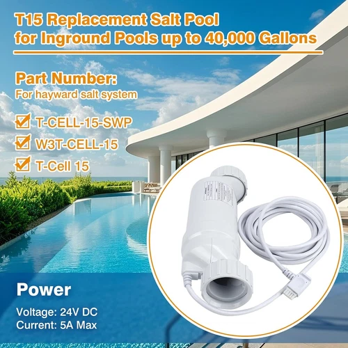For Hayward-W3T-Cell-15-Replacement Salt Cell With 15-FT Cable - 40,000 Gallons - Picture 3 of 7