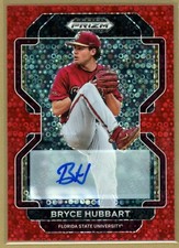 2022 Panini Baseball Prizm Draft Picks Bryce Hubbart Red Donut 98/99 Rookie Auto