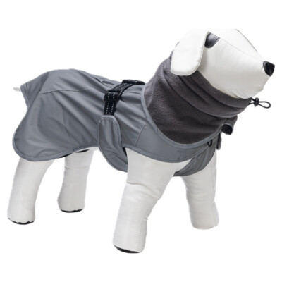 Beeztees Hunde-Regenmantel Caro Fleece grau reflektierend wasserabweisend 