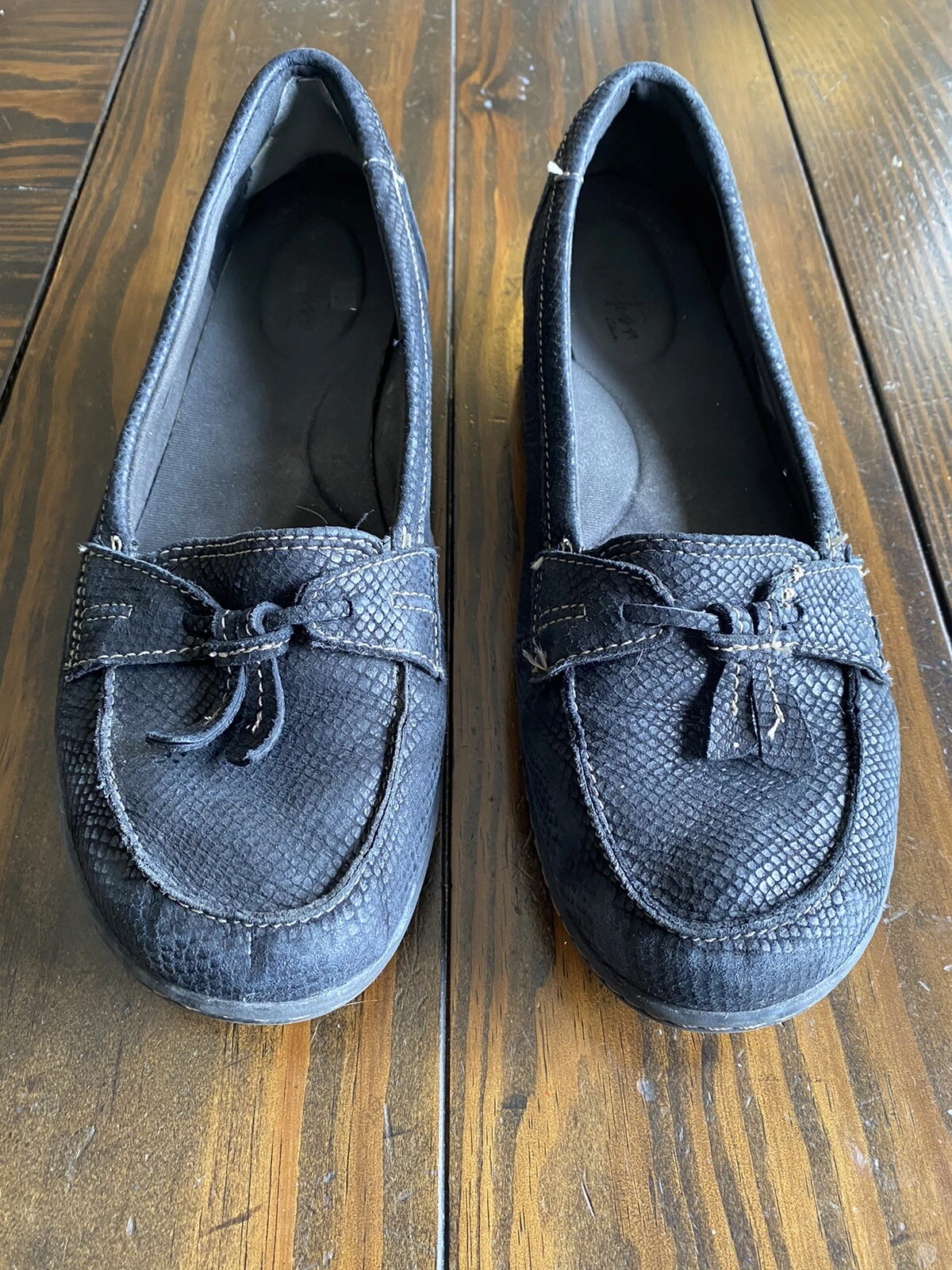 Mocassini slip on Clarks collezione donna Ashland Bubble taglia 10M neri