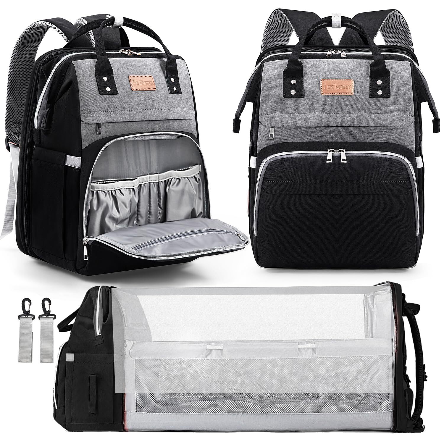 Mochila Bolsa de Pañales LexiRoman, Mochila de Pañales Multifunción de Gran Capacidad con...