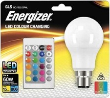 Energizer LED Gls 9W Colour Changing B22 RGB+W With Remote Control Bulb