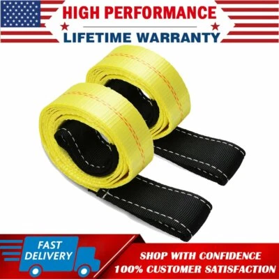 CARBOLE 2 Pack 6ft x 2in Lifting Sling Straps with Heavy Duty Flat Loops 10000Lbs Nylon