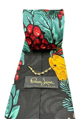 Power Line Electric Neckwear Atumn Style 100% Silk Men’s Tie Necktie EUC USA - Picture 3 of 4