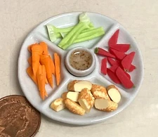 Filled White 5 Part Ceramic Hummus Party Dish Tumdee 1:12 Scale Dolls House Food