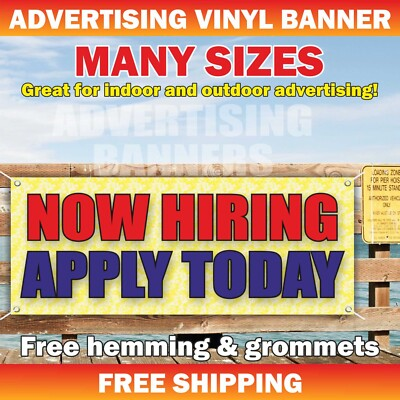 #ad Now Hiring Apply Today Advertising Banner Vinyl Mesh Sign job service employees $40.59