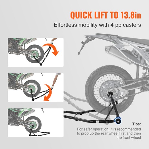 VEVOR Béquille Moto Avant Arrière Béquille d'Atelier 0,39 T Lève-Moto en Acier - Afbeelding 5 van 12