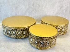 Set 3 8" / 10"/ 12" Cake stand riser Gold