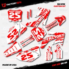 Red & White Slick Racing Graphics Kit fits Honda CRF250R 06-09 Crf 250 Crf250