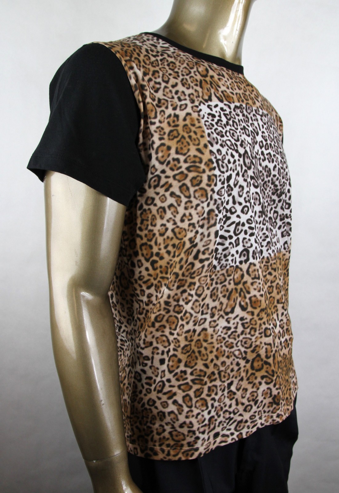 T shirt girocollo Saint Laurent $590 nuova stampa leopardata M 440623 1165