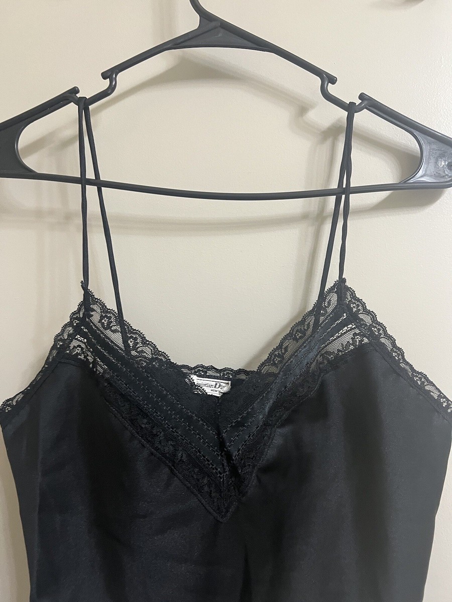 Christian Dior Black Slip Logo Camisole Top Sz S (item B16.3