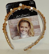 1 Scunci Fashionable Headband GOLD With GOLD Color SEQUINS