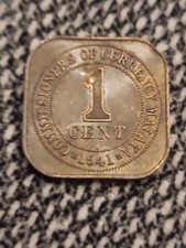 British Borneo / Malaya 1 Cent Coins from 1941 Unc Proof Like