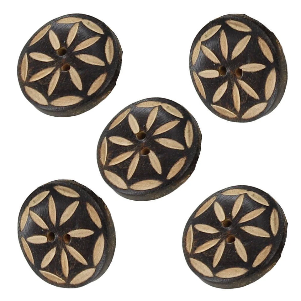 Lot of 5 Custom Handmade Bovine Horn Matrix Renaissance Round Buttons Sewing - Image 4 of 4