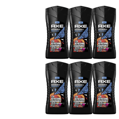 6x250ml AXE Skateboard & Fresh Roses 3in1 Duschgel | Shampoo & Bodywash