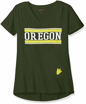NCAA Oregon Ducks Diva Women's Perfect Short Sleeve V-Neck Tee, Forest, Small