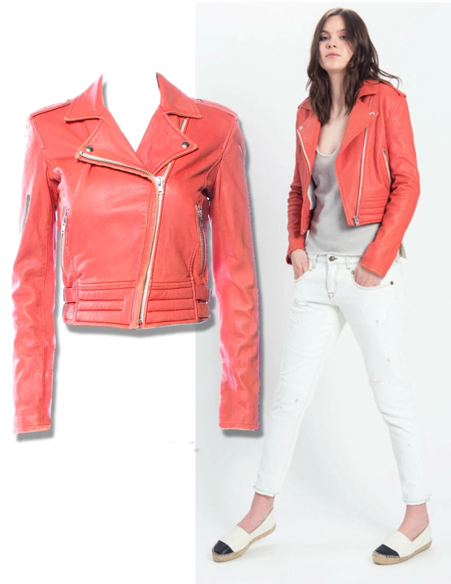 Coral biker jacket sale