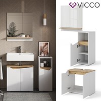 BadmöBel-Set Marelle Weiß Artisan Serie Midischrank Badspiegel Vicco