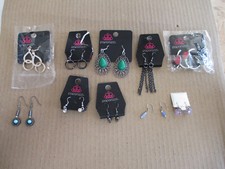 Paparazzi: Dangle Pierced Earrings Lot - 10 Pair Beaded, Rhinestone, Chain, Hoop