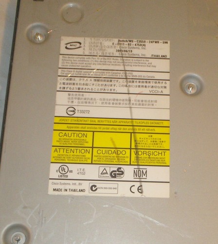 Cisco Catalyst WS-C3550-24PWR-SMI - 24 Port Ethernet Switch - Loose Faceplate - Picture 6 of 8