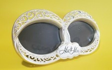 9  x 4  Mr.  Mrs. MALDEN Silver Rhinestone WEDDING RINGS 2 Photos Picture FRAME