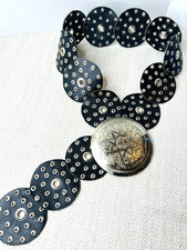 Vtg Concho Belt Wide Moroccan XXL Leather Medallion Western Chunky Rivet Stud