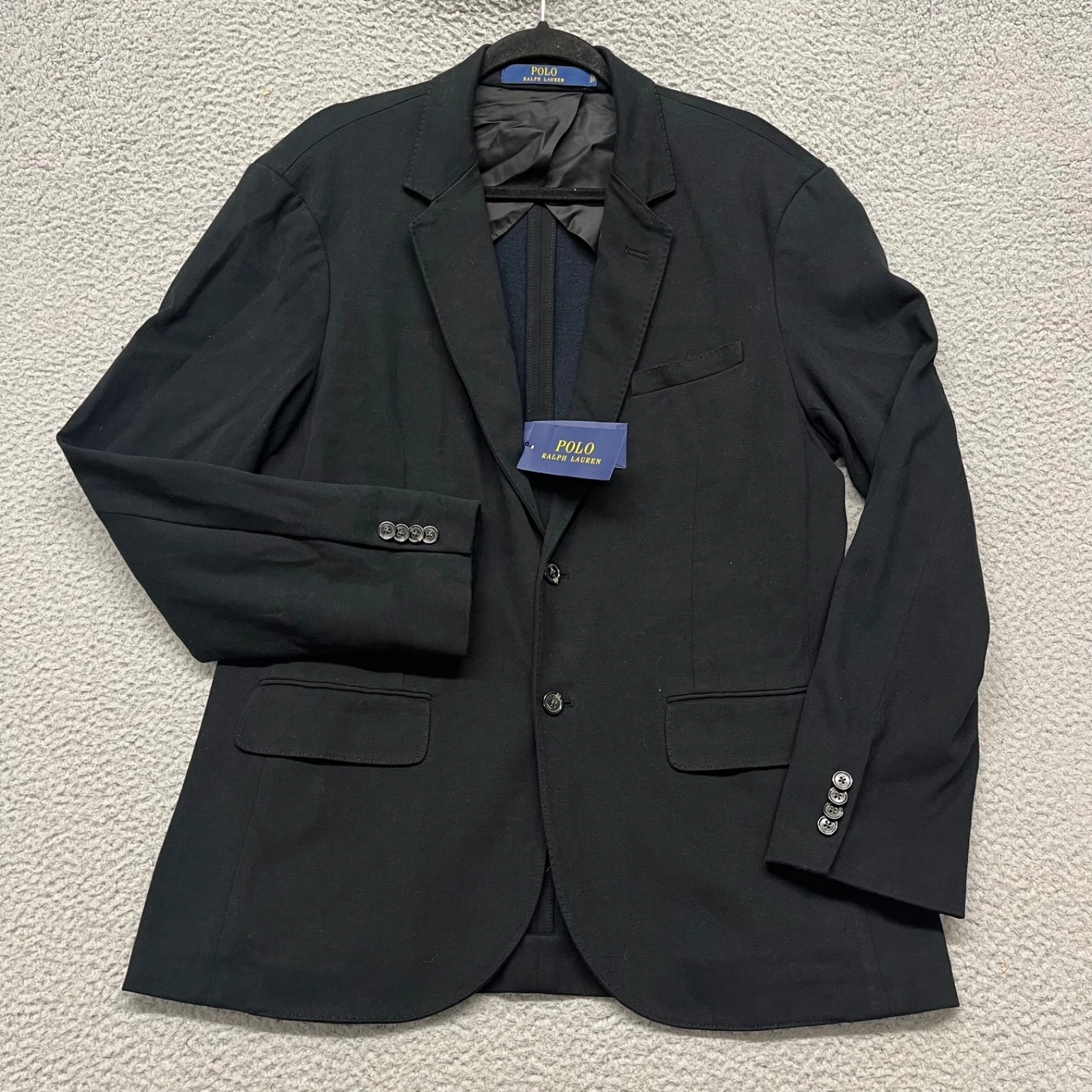 Polo Ralph Lauren Blazer Mens L Black Knit Preppy Classic Collegiate Cotton - product detail image 7