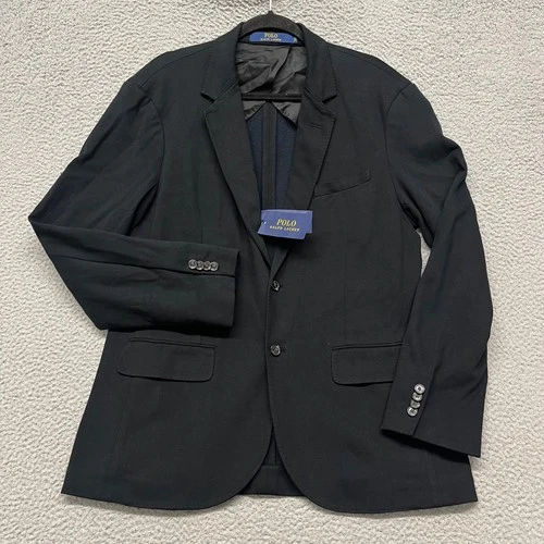 Polo Ralph Lauren Blazer Mens L Black Knit Preppy Classic Collegiate Cotton image 7