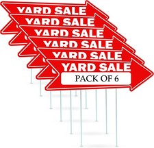Yard Sale Arrows Sign Double Sided With Stakes Large 16 Inch By 5 Red