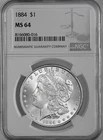 1884-P  $1  MORGAN SILVER DOLLAR  "PHILADELPHIA"  NGC MS64  #8166080-016