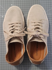 Lucky Brand Women's Leigan Knit Lace Up Beige Tan Sneaker sz 7m breathable upper