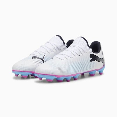 Puma Future 7 Play 107734-01 Kids White Black Pink FG/AG Football Boots ACAD501