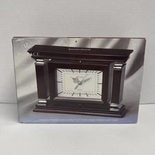 Wallace Silversmiths Revolving Mantle/Table Clock Elegant Wood Finish New! Frame