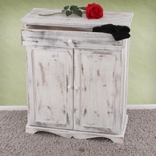 Kommode Schrank, 78x66x33cm, Shabby-Look, Vintage, weiß, braun, dunkelgrau
