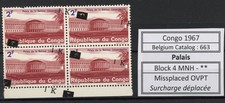 [2498] Belgium Congo 1967 good block 4 Vf MNH with missplaced OVPT