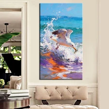 Peace Bird Seagull Beach Oil Painting Handpainted on Canvas Wall Art Home Decor