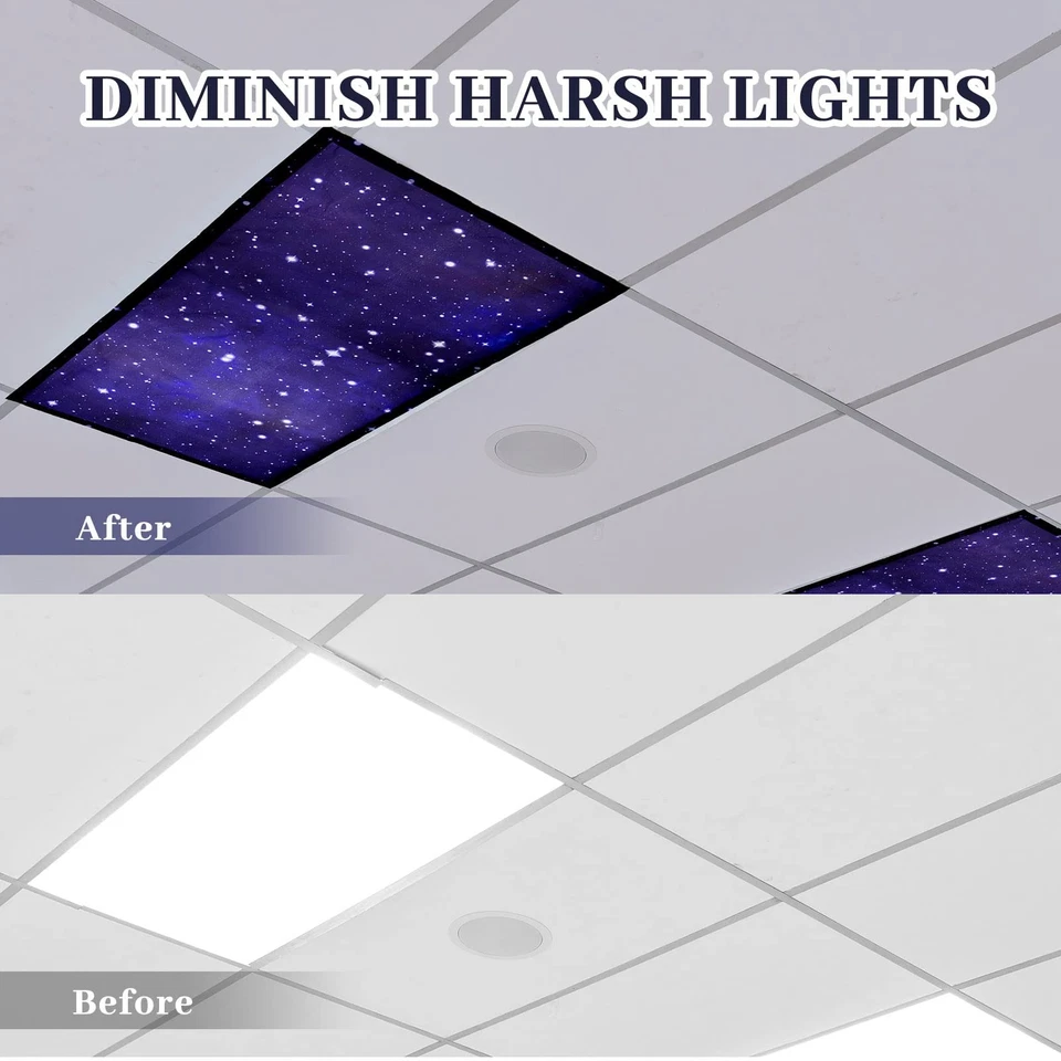 Pack of 2 Fluorescent Light Covers 4 x 2 Feet Magnetic Ceiling Light Cover Ro... - Image 3 of 4