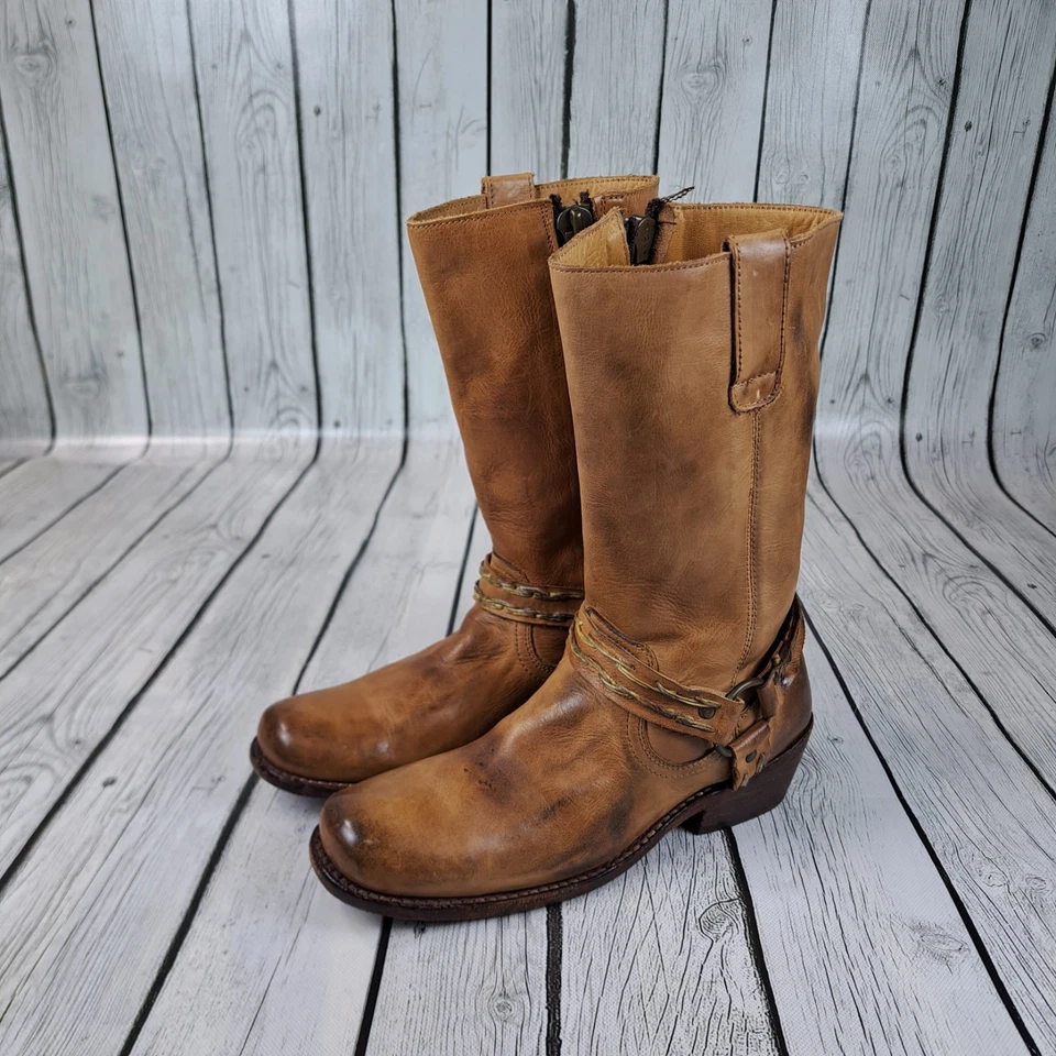 Bed Stu Harness Ankle Boot Size 7 Brown Leather Cobbler Series Side Zip Up - Image 1 of 4