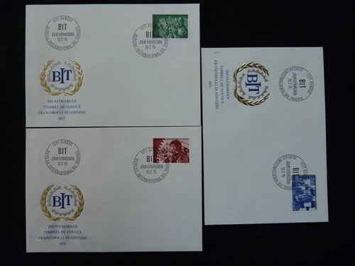 ILO official stamps set of 3 FDC Switzerland 1975