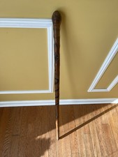 Vintage Signed Carved Japanese Bamboo Walking Stick Cane w/ Snake