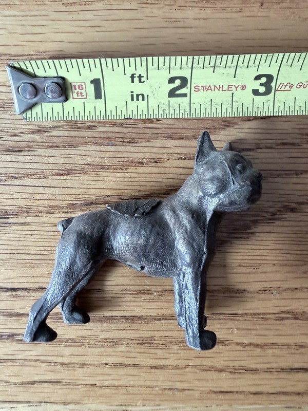Vintage Miniature Cast Metal Boston Terrier Boxer Dog Figurine with Blanket