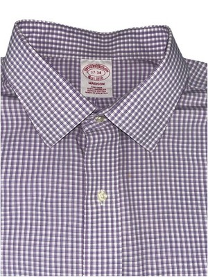 Brooks Brothers Regent Purple Check Non-Iron Supima Cotton Shirt Mens 17-34