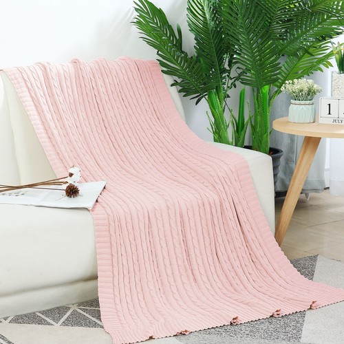 PiccoCasa Knitted Throw Blanket 100% Cotton Large for Sofa Bed Couch Home Décor - Picture 4 of 18