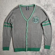 Harry Potter Slytherin House Crest Cardigan Adult M Wizarding World Knit Button