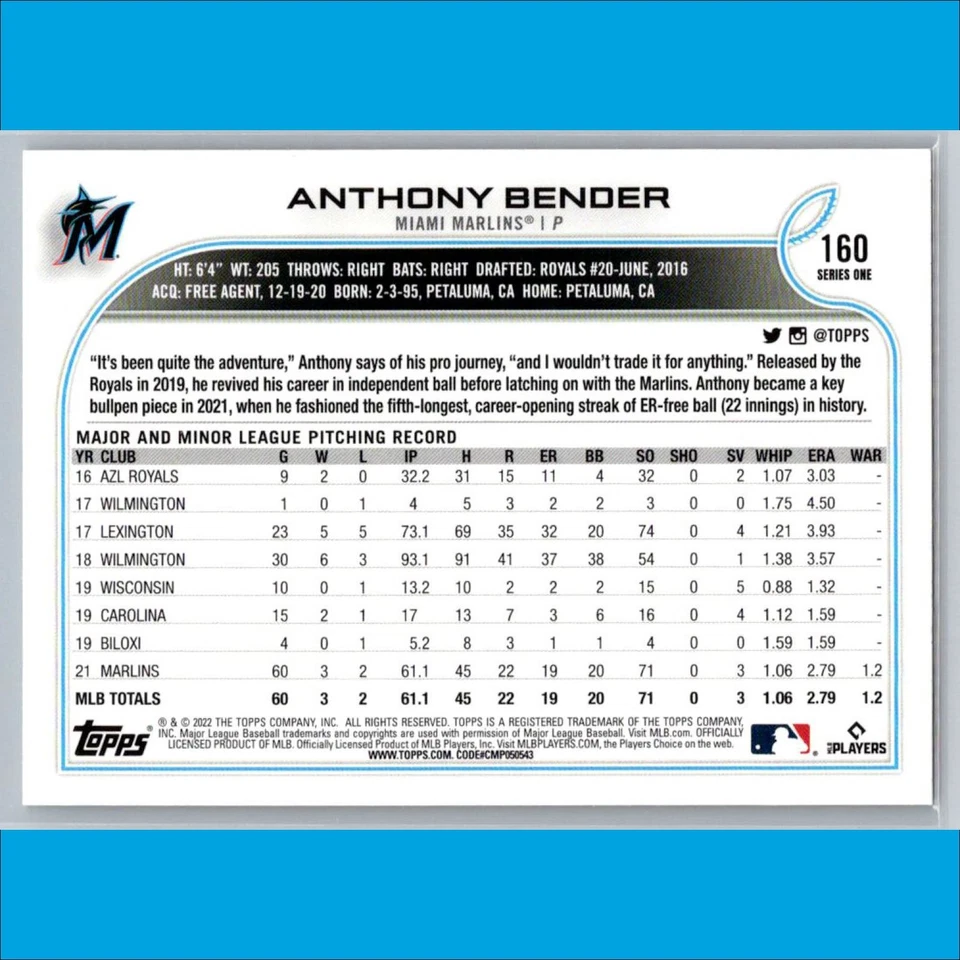 Anthony Bender Orange Star Rookie Card RC /99 Complete Set Parallel 2022 Topps - Image 2 of 3