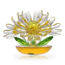 LONGWIN Crystal Daisy Flower Figurines Glass Flower Art Home Decor Spring