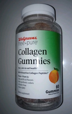Walgreens Collagen 60 Gummies Natural Peach  HAIR SKIN NAIL HEALTH GLUTEN FREE