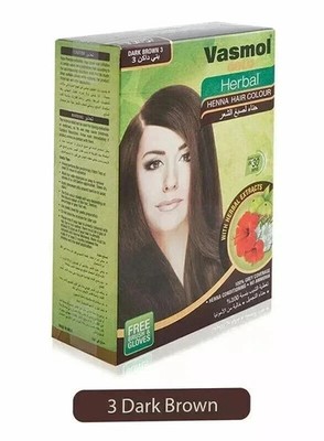 Vasmol Gold Herbal Henna Hair Colour Dark Brown 3 (10g x 6 Sachet)