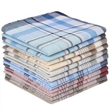 12 Pack Men's Handkerchiefs 100 Cotton - 6 Colors, 16x16 Inch, Classic Style,